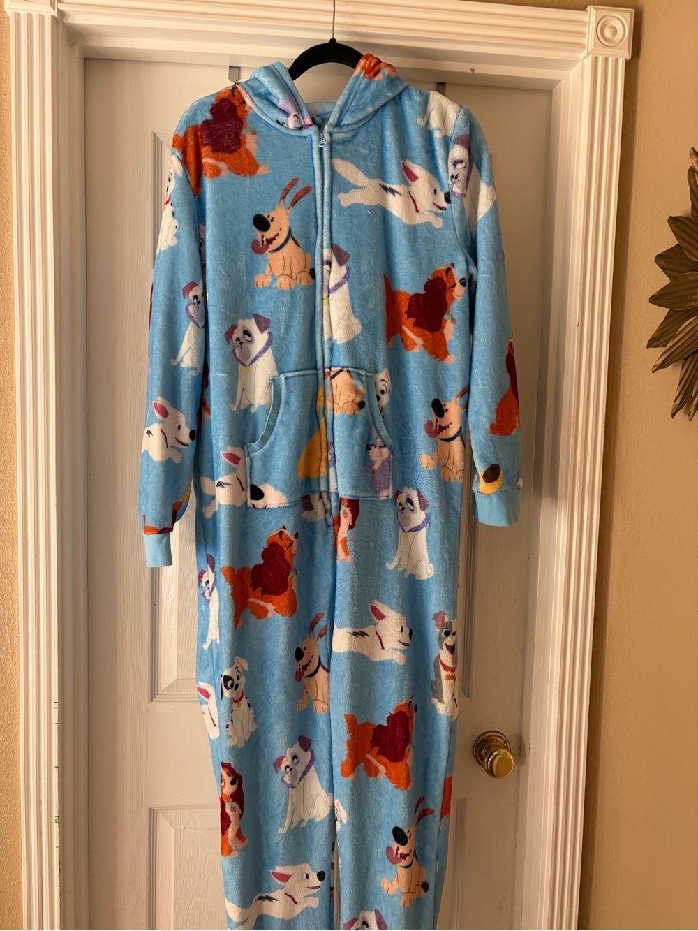 Disney Dogs of Disney Light Blue Plush Hooded Dog Ears Onesie L